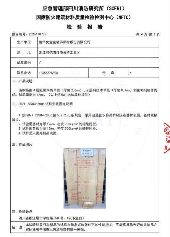燃烧性能检测报告