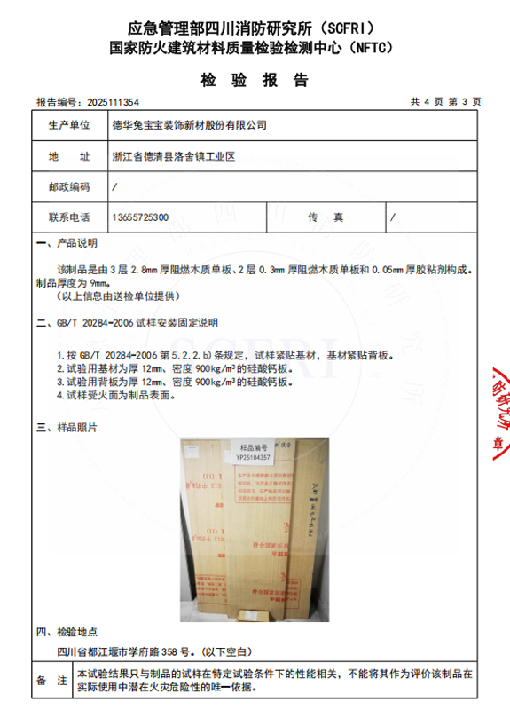 燃烧性能检测报告